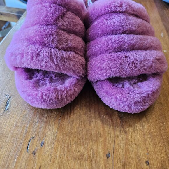 UGG Fluff Yeah Shearling Slingback Sandal in Dragon Fruit Pink Size 6 - Picture 6 of 6